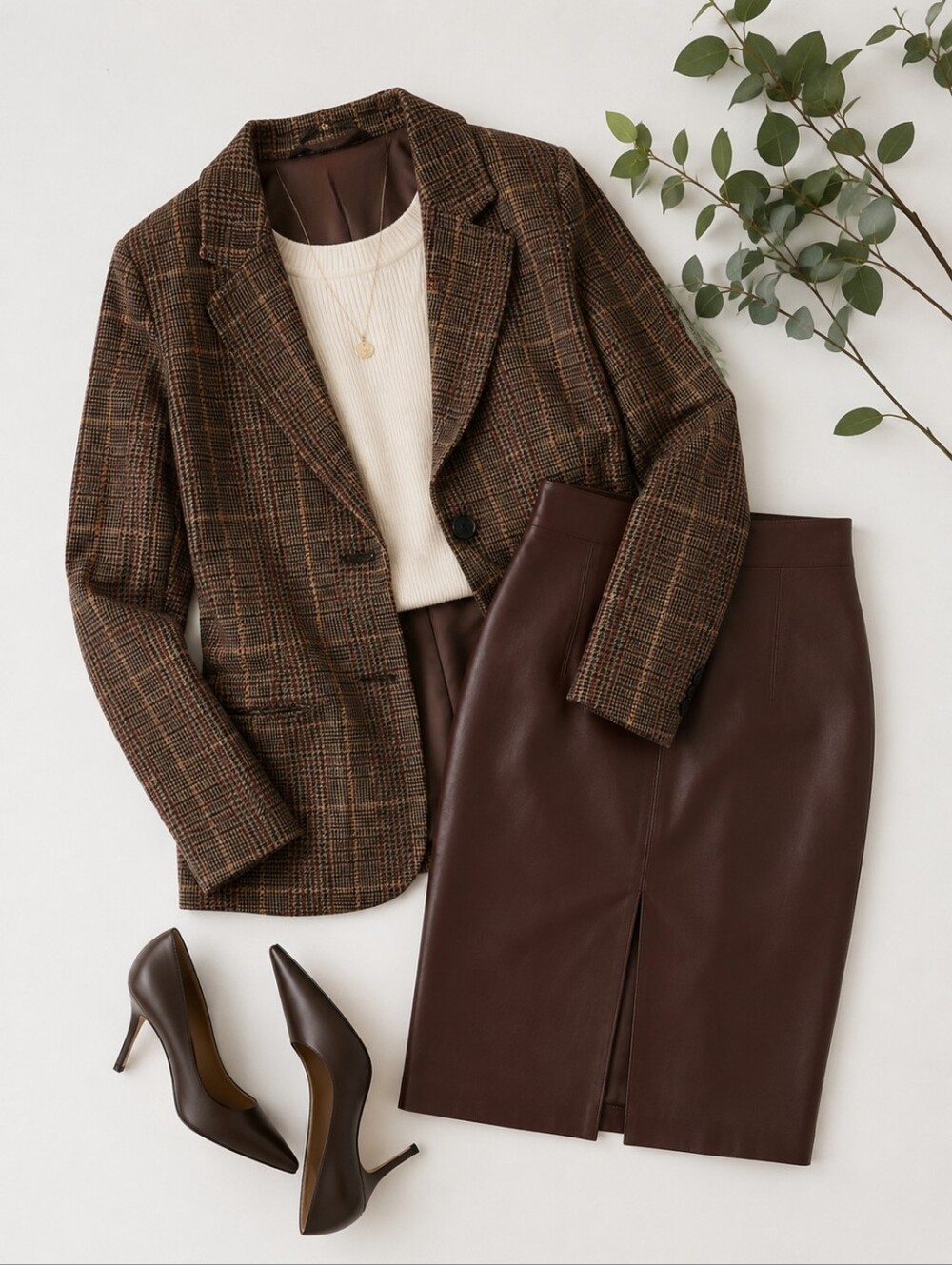 Vintage Sag Harbor Wool Plaid Brown Wool Blend Blazer